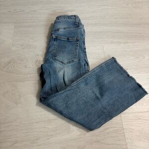 Ripped Blue Denim Ankle Jeans